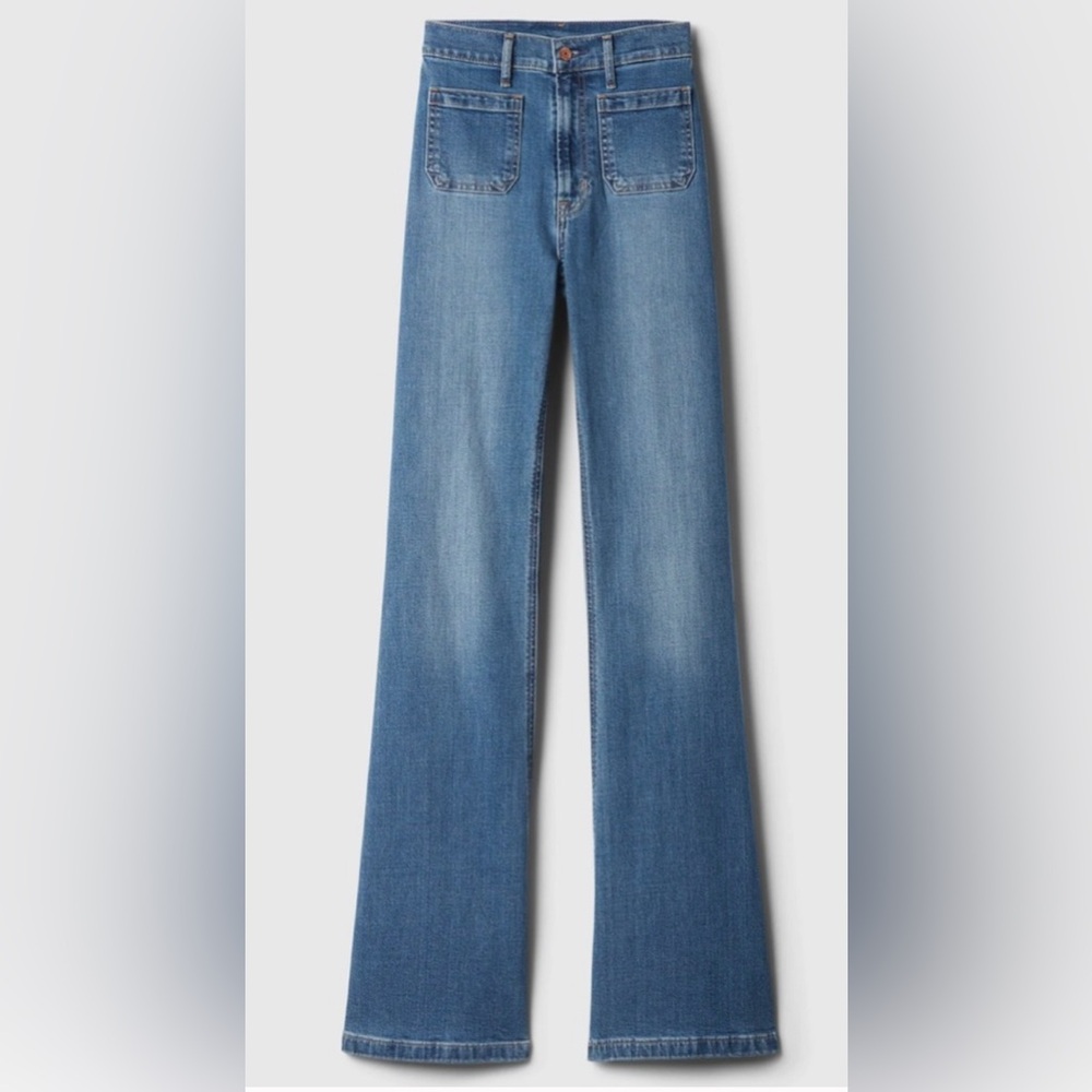 GAP 70s Flare Medium Wash High Rise Jeans 33LONG